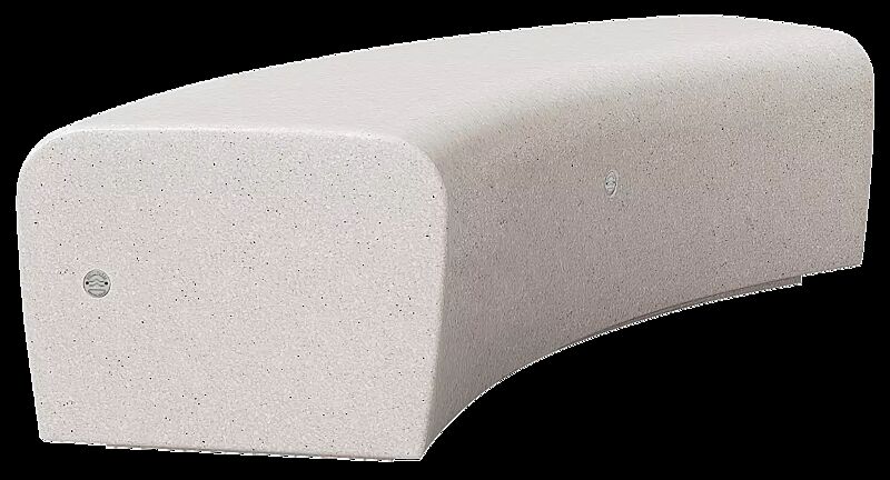Sitzbank ONDA aus Beton, gebogen, Sitzfläche geschliffen, in Granitoptik weiß
