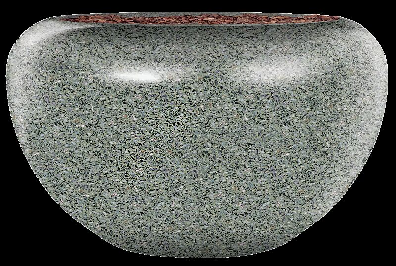 Pflanzbehälter MARTE aus rekonstituiertem Marmor geschliffen, in grün alpi