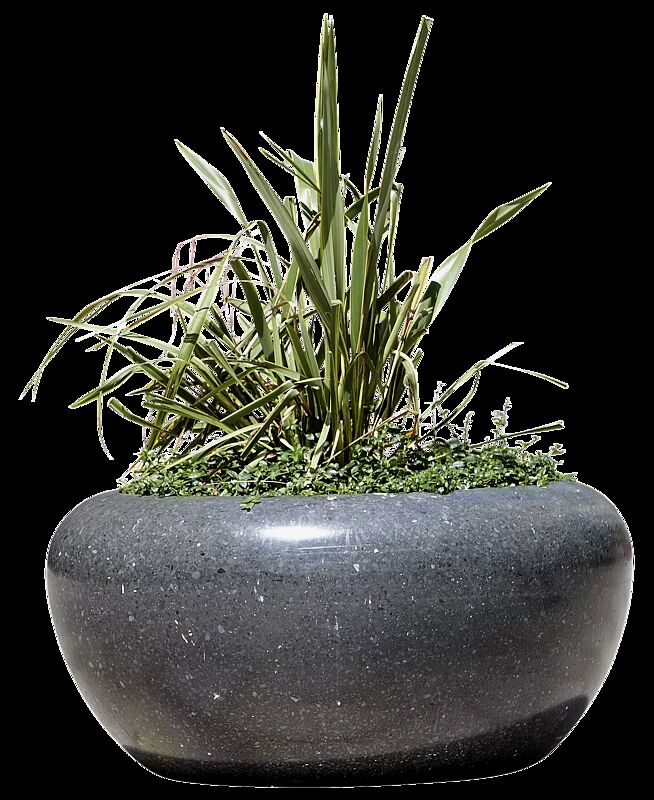 Pflanzbehälter GIOVE aus rekonstituiertem Marmor geschliffen, in schwarz ebano