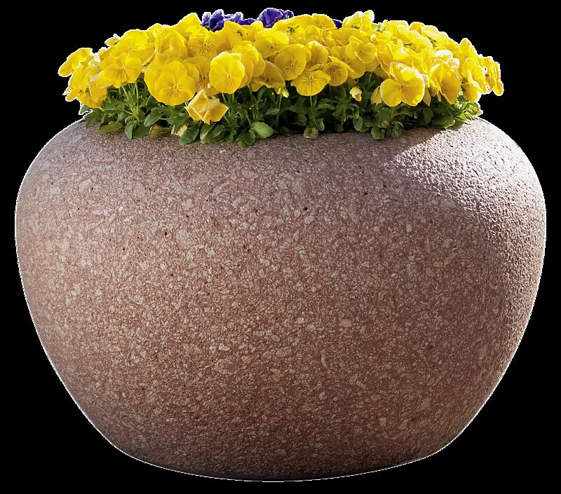 Pflanzbehälter LUNAO aus rekonstituiertem Marmor gestockt, in veronarot