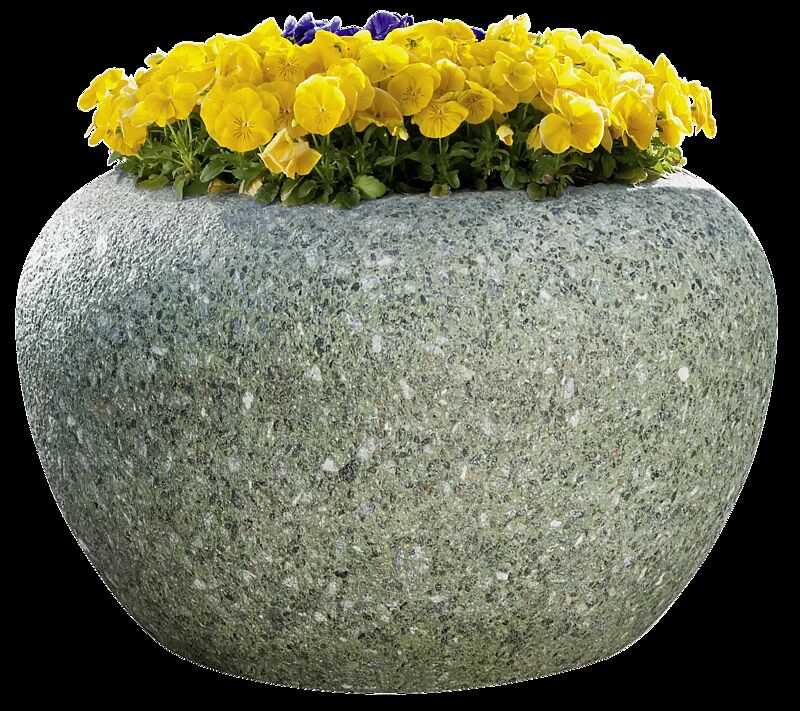 Pflanzbehälter LUNAO aus rekonstituiertem Marmor gestockt, in grün alpi