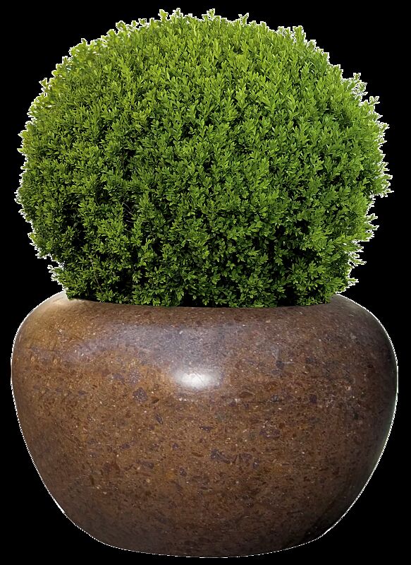 Pflanzbehälter LUNAO aus rekonstituiertem Marmor geschliffen, in porphyr