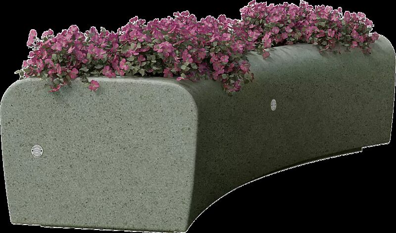 Planzbehälter ONDA, gebogen, aus rekonstituiertem Marmor geschliffen, in grün alpi