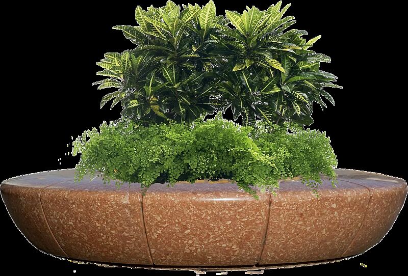 Rundbank OLIMPO aus rekonstituiertem Marmor geschliffen, in veronarot