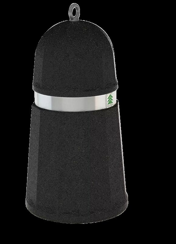 Poller ARO aus rekonstituiertem Marmor, mit Edelstahlband, in schwarz ebano