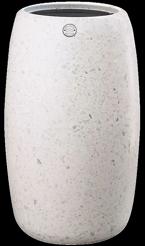 Abfallbehälter ORIONE aus Beton geschliffen, in Granitoptik weiß