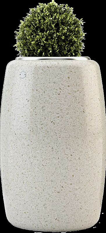 Pflanzbehälter ORIONE aus Beton geschliffen, in Granitoptik weiß