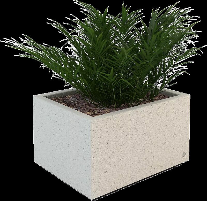 Pflanzbehälter LOUNGE rechteckig, aus Beton, in Granitoptik weiß