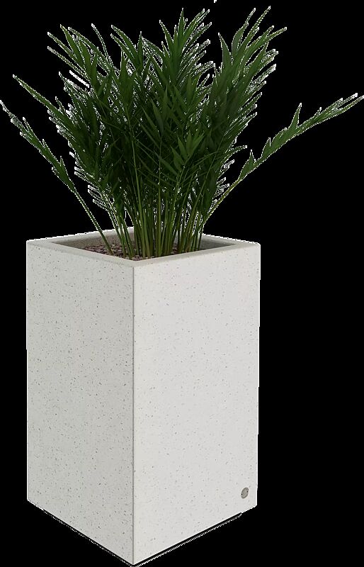 Pflanzbehälter LOUNGE quadratisch, aus rekonstituiertem Marmor, in weiß carrara