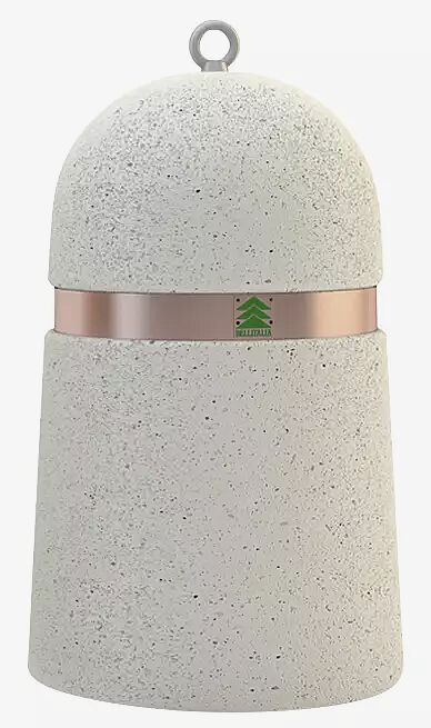 Poller MEL aus Beton, in Granitoptik weiß, mit Kupferband