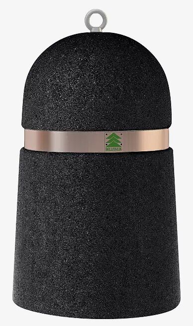 Poller MEL aus rekonstituiertem Marmor, in schwarz ebano, mit Kupferband