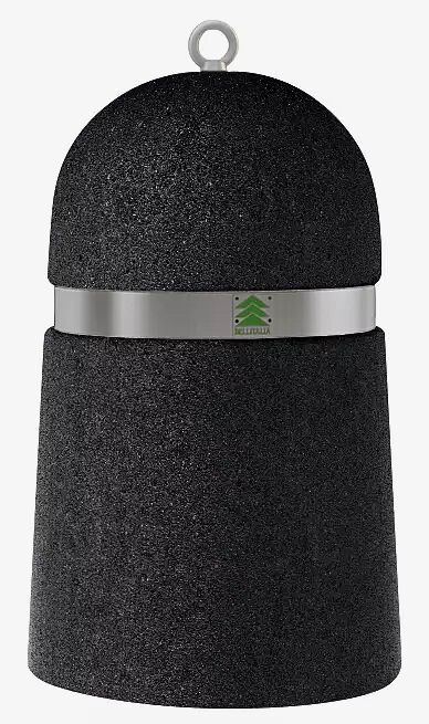 Poller MEL aus rekonstituiertem Marmor, in schwarz ebano, mit Edelstahlband