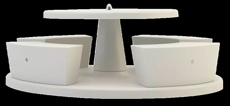 Bank-Tisch-Kombination ICARO aus Beton, in Granitoptik weiß