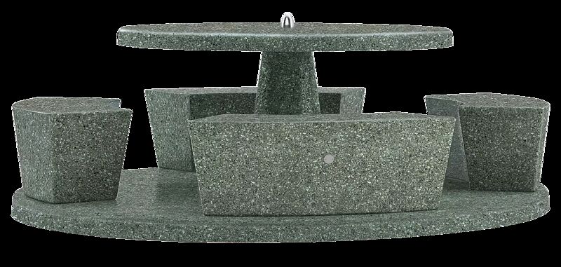 Bank-Tisch-Kombination ICARO aus rekonstituiertem Marmor, in grün alpi