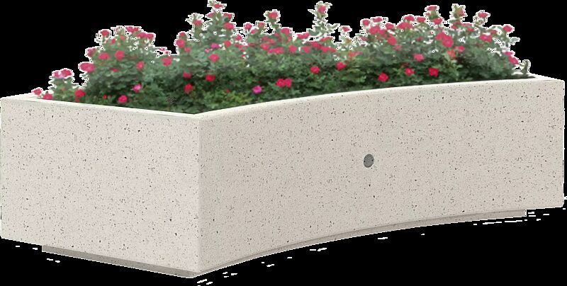 Pflanzbehälter KUBB CURVED aus Beton, in Granitoptik weiß