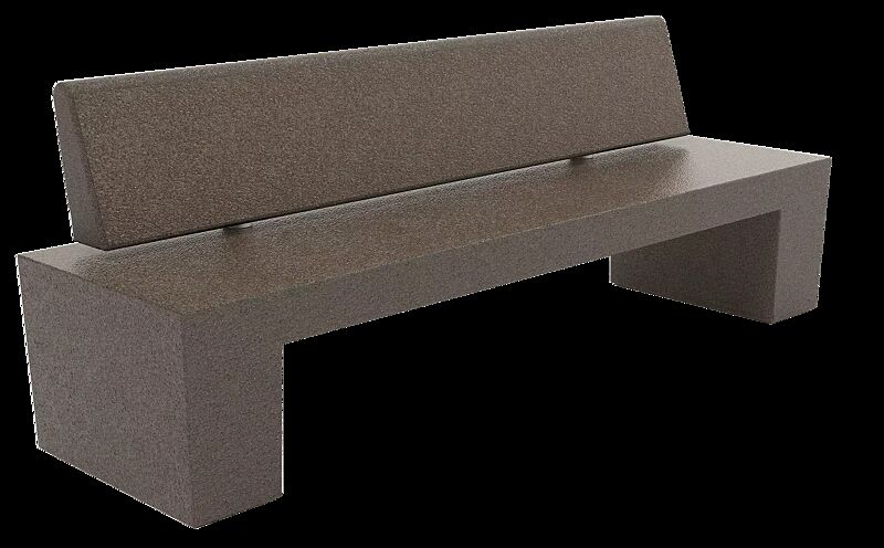 Sitzbank ERACLEA mit Rückenlehne, aus rekonstituiertem Marmor, Sitzfläche und Rückenlehne gestockt, in porphyr