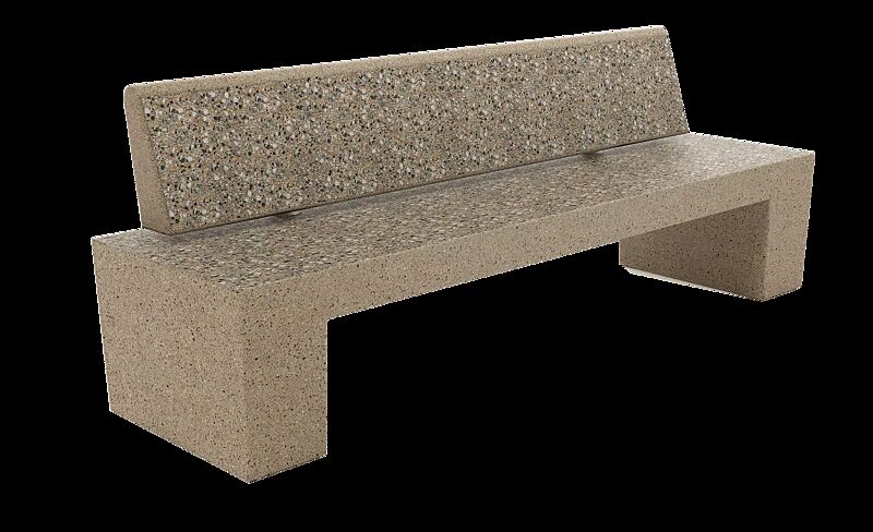 Sitzbank ERACLEA mit Rückenlehne, aus rekonstituiertem Marmor, Sitzfläche und Rückenlehne gestockt, in veneziano