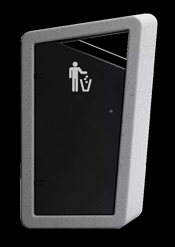 Abfallbehälter QU-BELLA, Stahlteile lackiert in RAL 7021 schwarzgrau