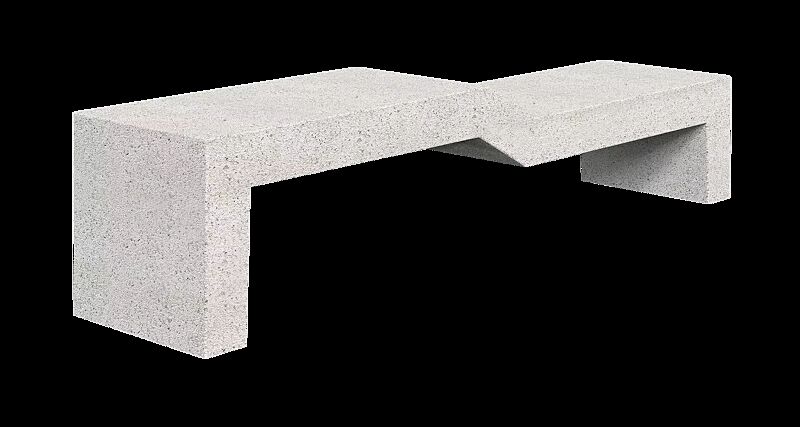 Sitzbank VENEZIA BABY aus Beton, Sitzfläche gestockt, in Granitoptik weiß