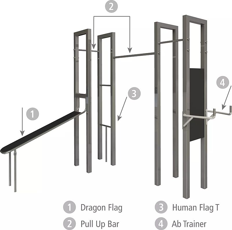Calisthenics-Anlage XS-FELD Ausführung Abs, Serie BARFORZ
