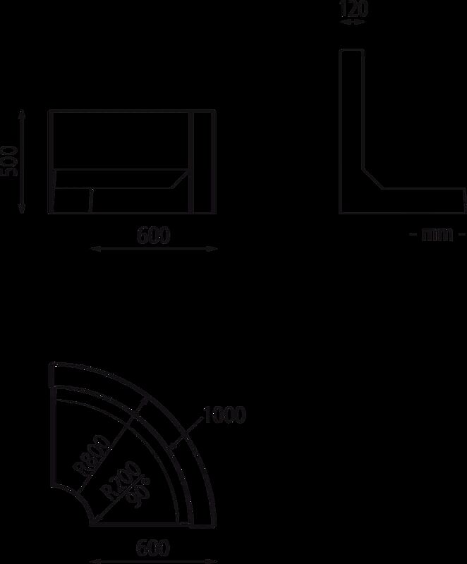 Stützwand MIURA CURVED, konkav gebogen - 90° Höhe 500 mm