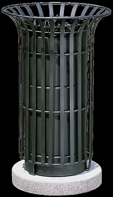 Abfallbehälter COROLLA, mit Betonsockel zum freien Aufstellen, in RAL 7016 anthrazitgrau