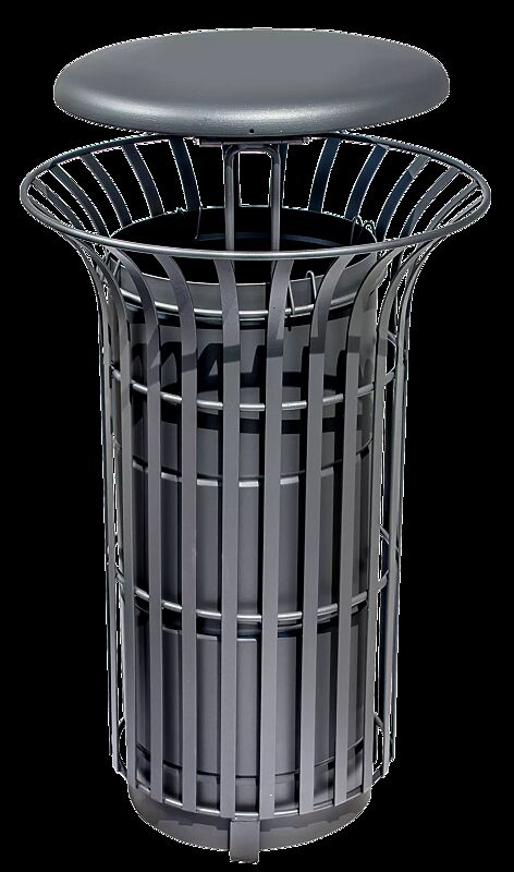 Abfallbehälter COROLLA zum Aufdübeln, mit Schutzdach, in RAL 7016 anthrazitgrau