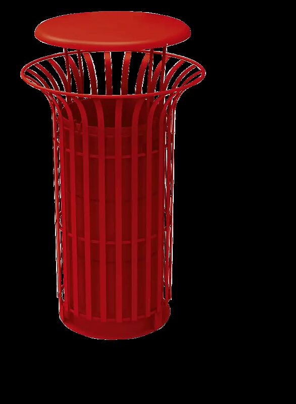 Abfallbehälter COROLLA, zum Aufdübeln, mit Schutzdach, in RAL 3000 feuerrot