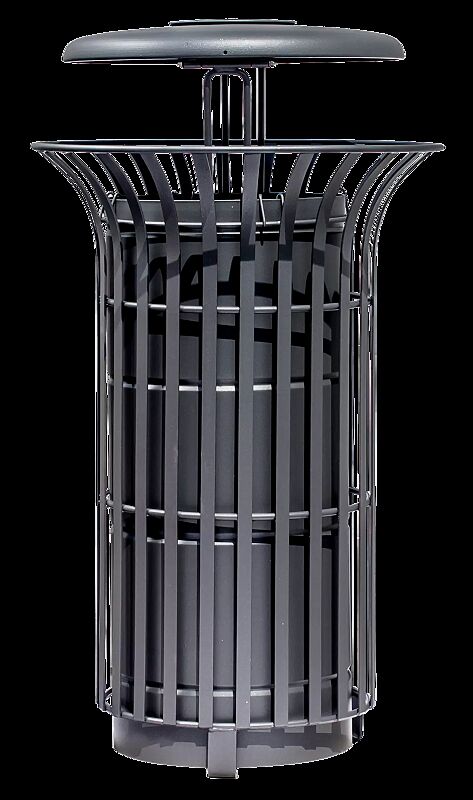 Abfallbehälter COROLLA zum Aufdübeln, mit Schutzdach und Ascher, in RAL 7016 anthrazitgrau
