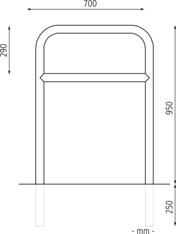 700 x 1200 mm m. Q., Einbet. -250 mm