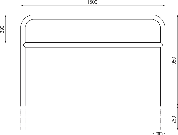 1500 x 1200 mm m. Q., Einbet. -250 mm