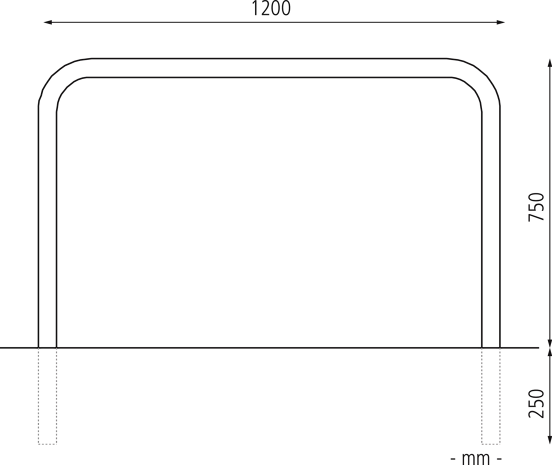 1200 x 1000 mm o. Q., Einbet. -250 mm