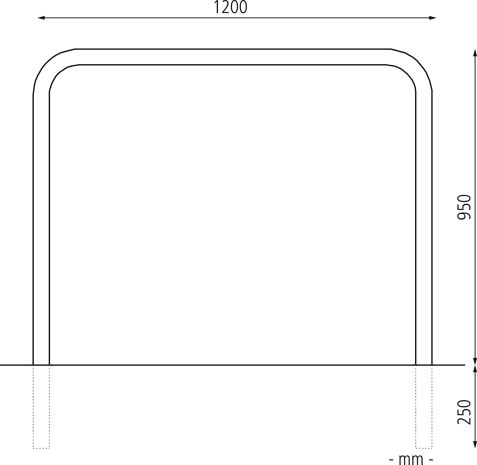 1200 x 1200 mm o. Q., Einbet. -250 mm