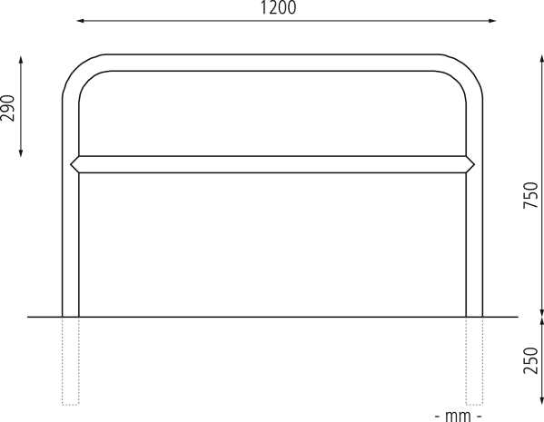 1200 x 1000 mm m. Q., Einbet. -250 mm