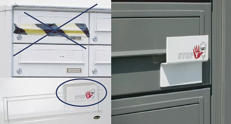 Briefkastensperre STOPY aus Kunststoff, in weiß