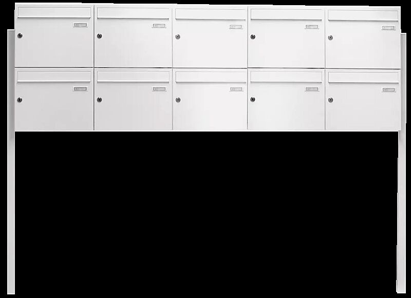 Briefkastenanlage BRETAGNE, mit 10 Briefkästen, zum Einbetonieren, in RAL 9016 verkehrsweiß