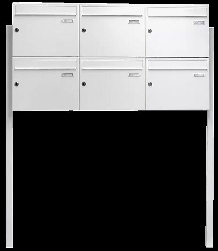 Briefkastenanlage BRETAGNE, mit 6 Briefkästen, zum Einbetonieren, in RAL 9016 verkehrsweiß