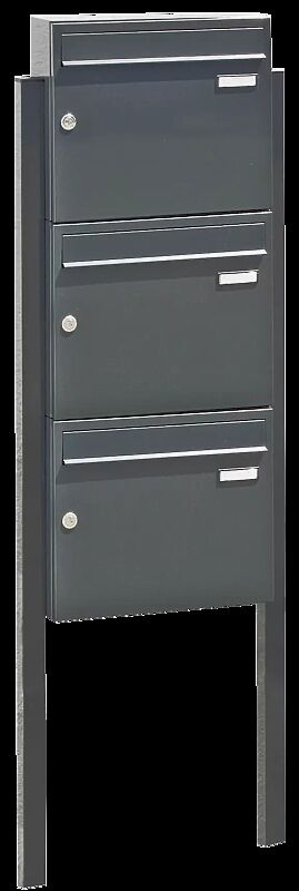 Briefkastenanlage BRETAGNE, mit 3 Briefkästen, zum Einbetonieren, in RAL 7016 anthrazitgrau