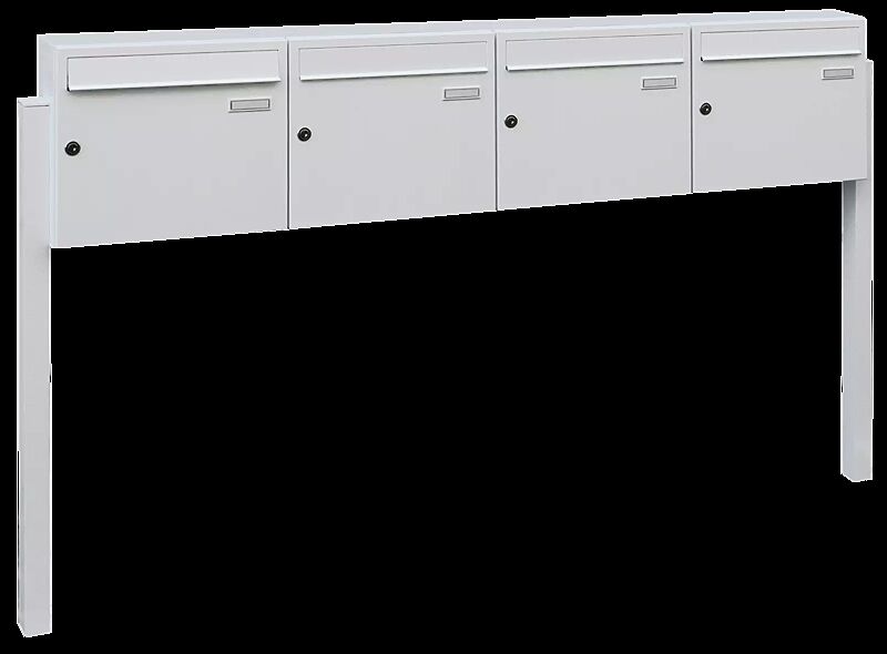 Behindertengerechte Briefkastenanlage BRETAGNE mit 4 Briefkästen, in RAL 9016 verkehrsweiß