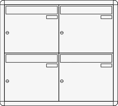 Aufputz-Briefkastenanlage NIZZA, 4 Briefkästen (je 2 nebeneinander), ohne Sprech- / Klingelfach