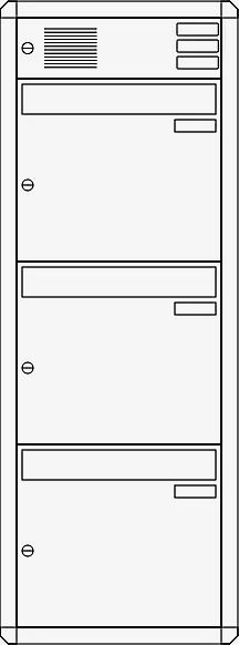 Aufputz-Briefkastenanlage NIZZA, 3 Briefkästen (untereinander), mit Sprech- / Klingelfach