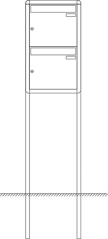 Briefkastenanlage Nizza mit Ständeranlage, zum Einbetonieren, 2 Briefkästen (untereinander), ohne Sprech- / Klingelfach