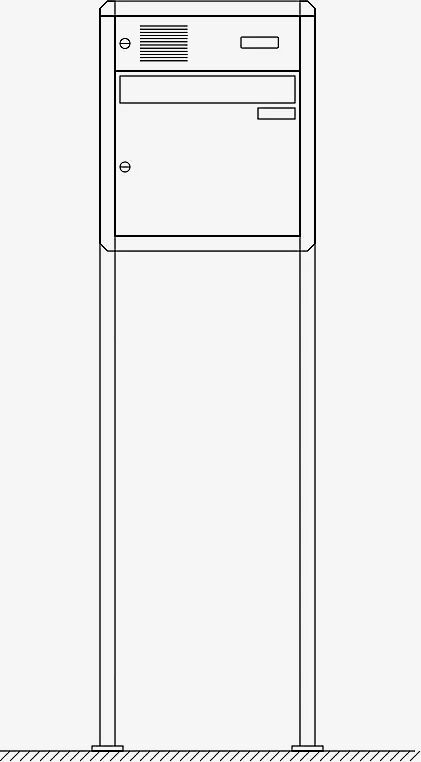 Briefkastenanlage Nizza mit Ständeranlage, zum Aufdübeln, 1 Briefkasten, mit Sprech- / Klingelfach