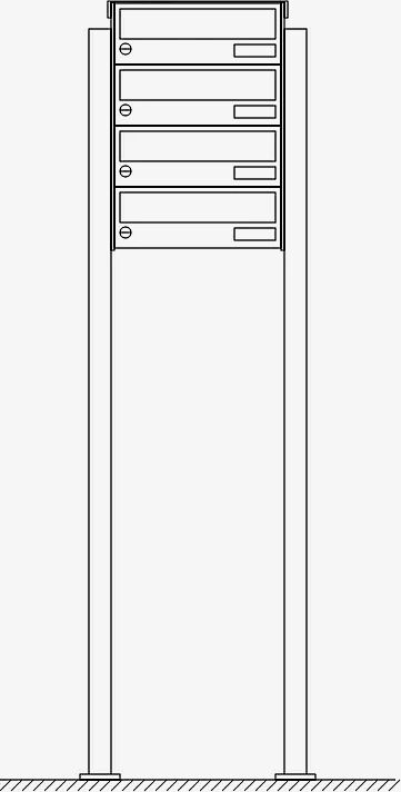 Briefkastenanlage NANTES, zum Aufdübeln, 4 Briefkästen (untereinander), ohne Sprech- / Klingelfach