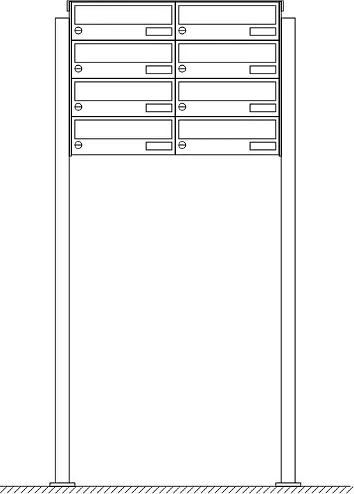 Briefkastenanlage NANTES, zum Aufdübeln, 8 Briefkästen (2 nebeneinander), ohne Sprech- / Klingelfach