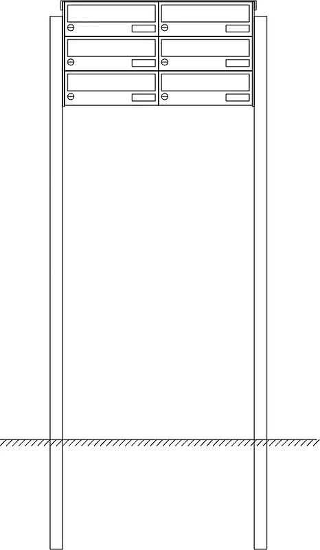 Briefkastenanlage NANTES, zum Einbetonieren, 6 Briefkästen (2 nebeneinander), ohne Sprech- / Klingelfach