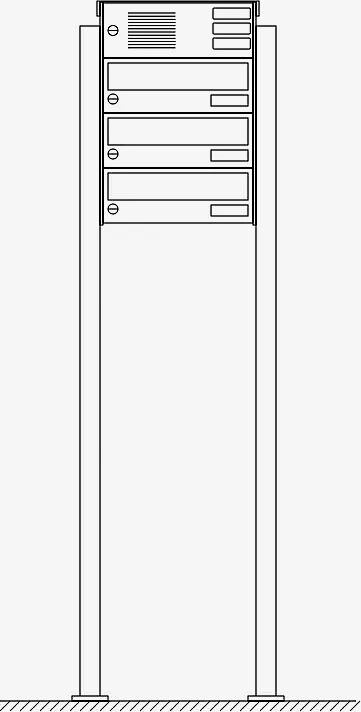 Briefkastenanlage NANTES, zum Aufdübeln, 3 Briefkästen (untereinander), mit Sprech- / Klingelfach