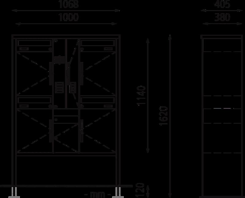 Brief- und Paketkastenanlage AIN aus Stahl, mit 4 Einheiten