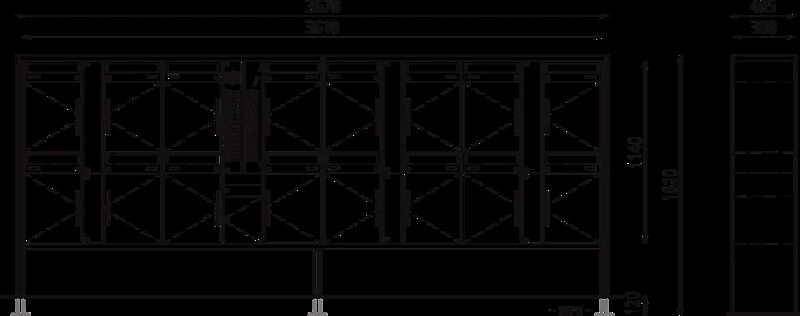 Brief- und Paketkastenanlage AIN aus Stahl, mit 16 Einheiten