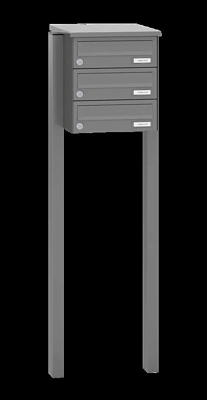 Briefkastenanlage ASTET mit 3 Briefkästen, zum Einbetonieren, ohne Sprech- und Klingelfach, in RAL 9007 graualuminium